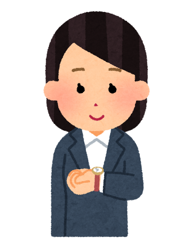 腕時計を確認する女性会社員のイラスト（30分セットアップ）