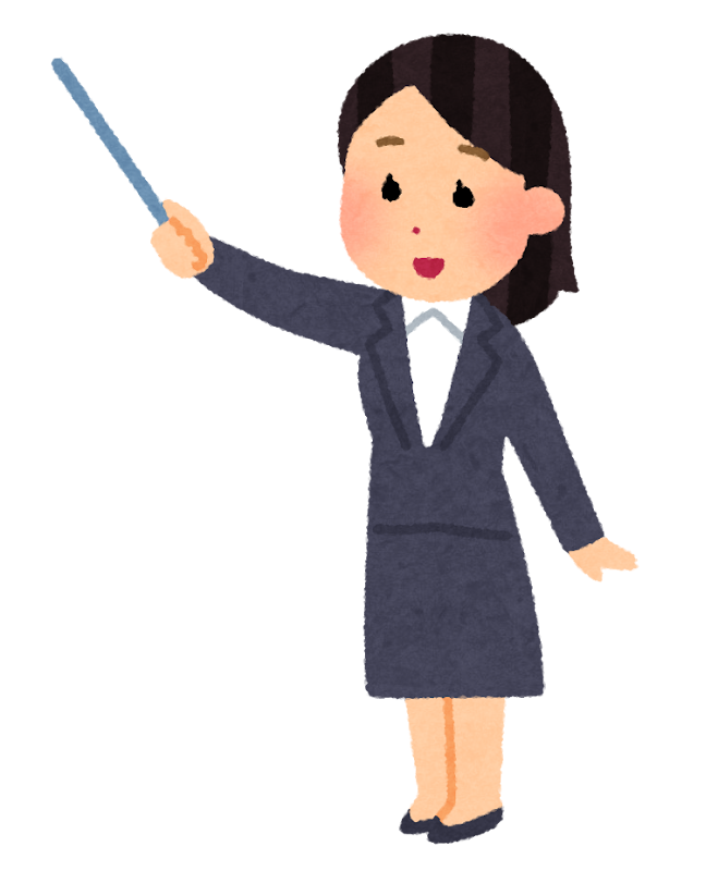 指示棒で説明する女性のイラスト