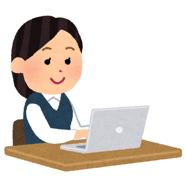 SBI証券をパソコンで利用する女性のイラスト