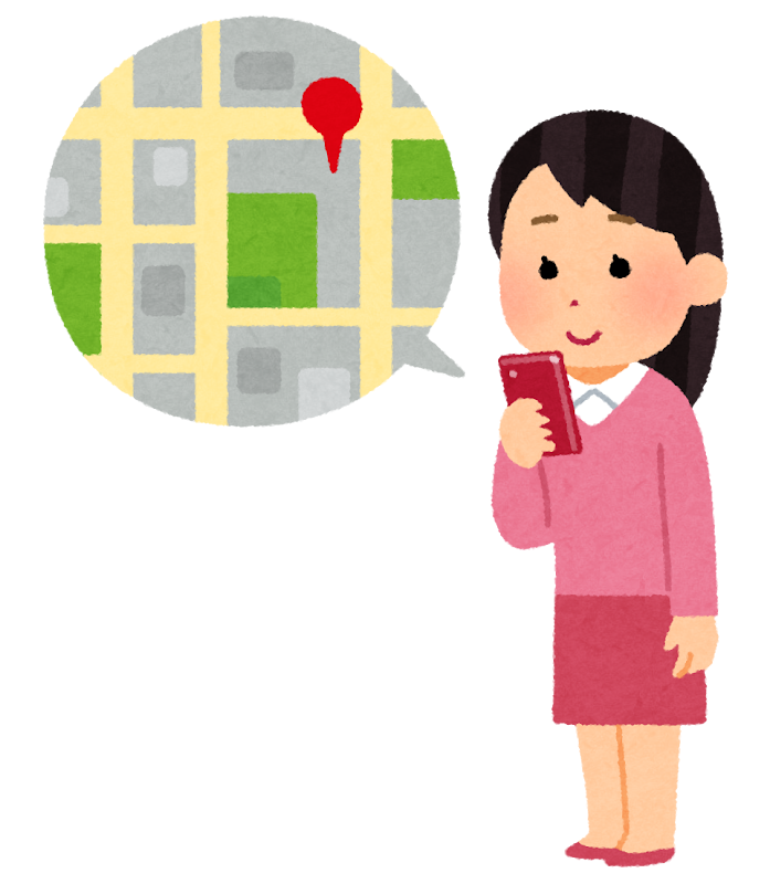 スマートフォンを操作している女性のイラスト（楽天銀行アプリでマネーブリッジを設定している場面）