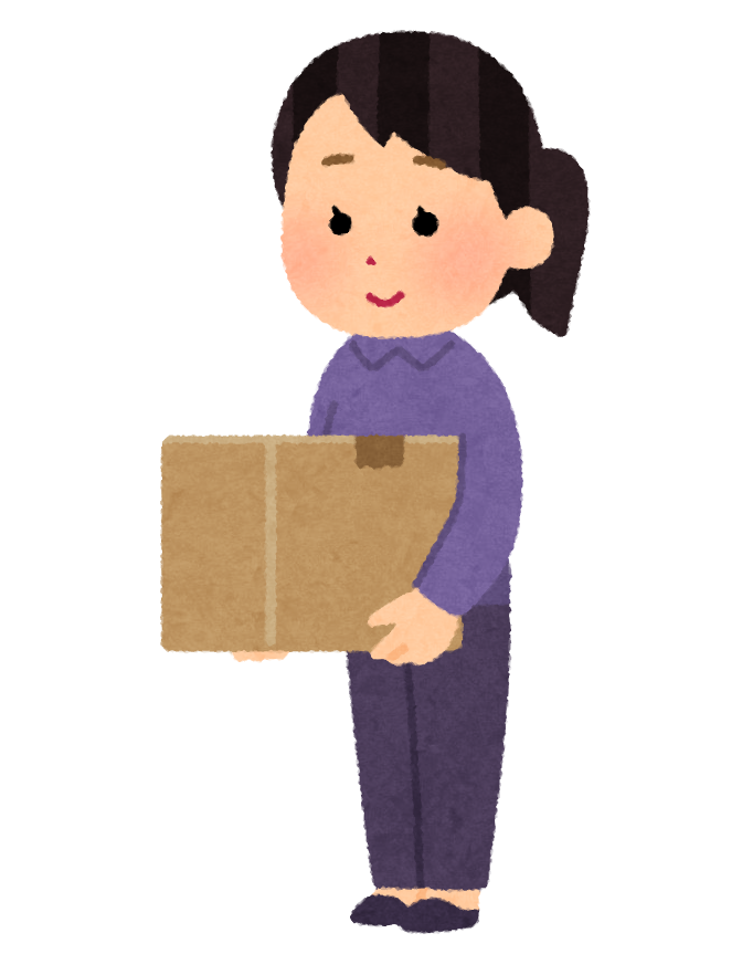 ダンボールを持つ女性のイラスト・転勤族でもiDeCoを継続できることを表す