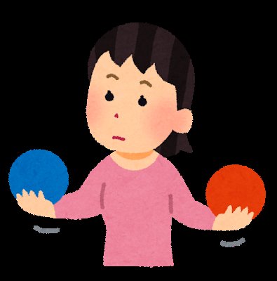 妻名義と夫名義を比較している女性のイラスト・NISAの名義どちらがいいか検討する場面